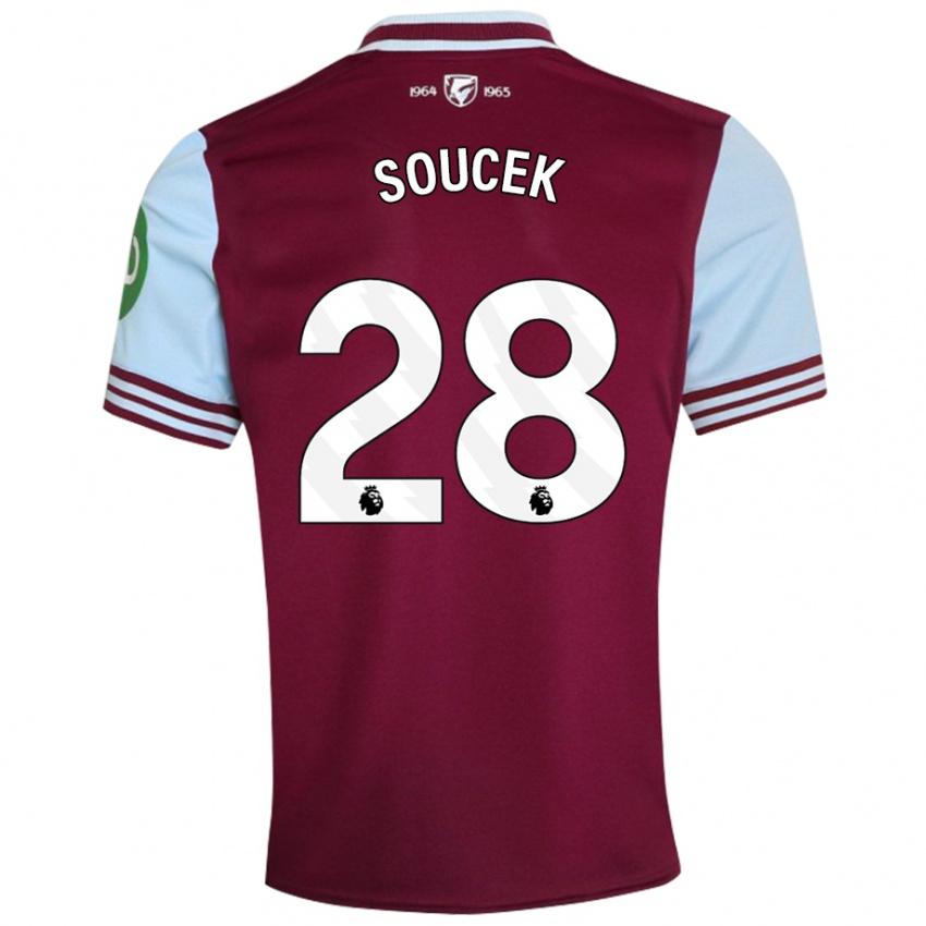 Dames Tomas Soucek #28 Donkerrood Thuisshirt Thuistenue 2024/25 T-Shirt