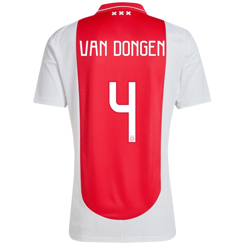 Dames Bram Van Dongen #4 Rood Wit Thuisshirt Thuistenue 2024/25 T-Shirt