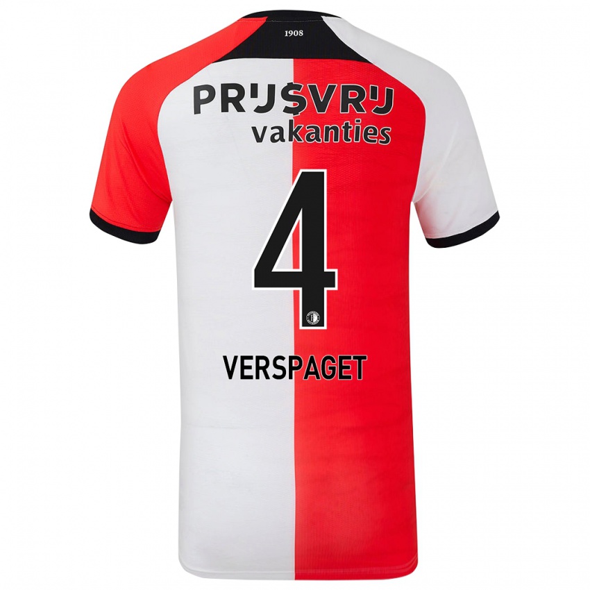 Dames Amber Verspaget #4 Rood Wit Thuisshirt Thuistenue 2024/25 T-Shirt