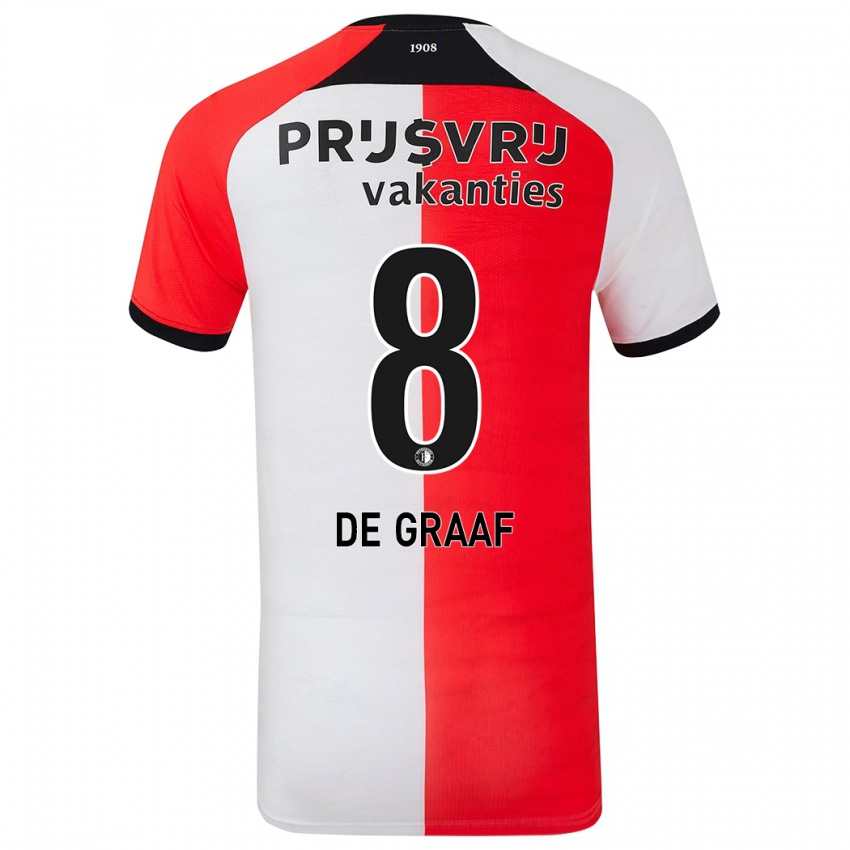 Dames Esmee De Graaf #8 Rood Wit Thuisshirt Thuistenue 2024/25 T-Shirt