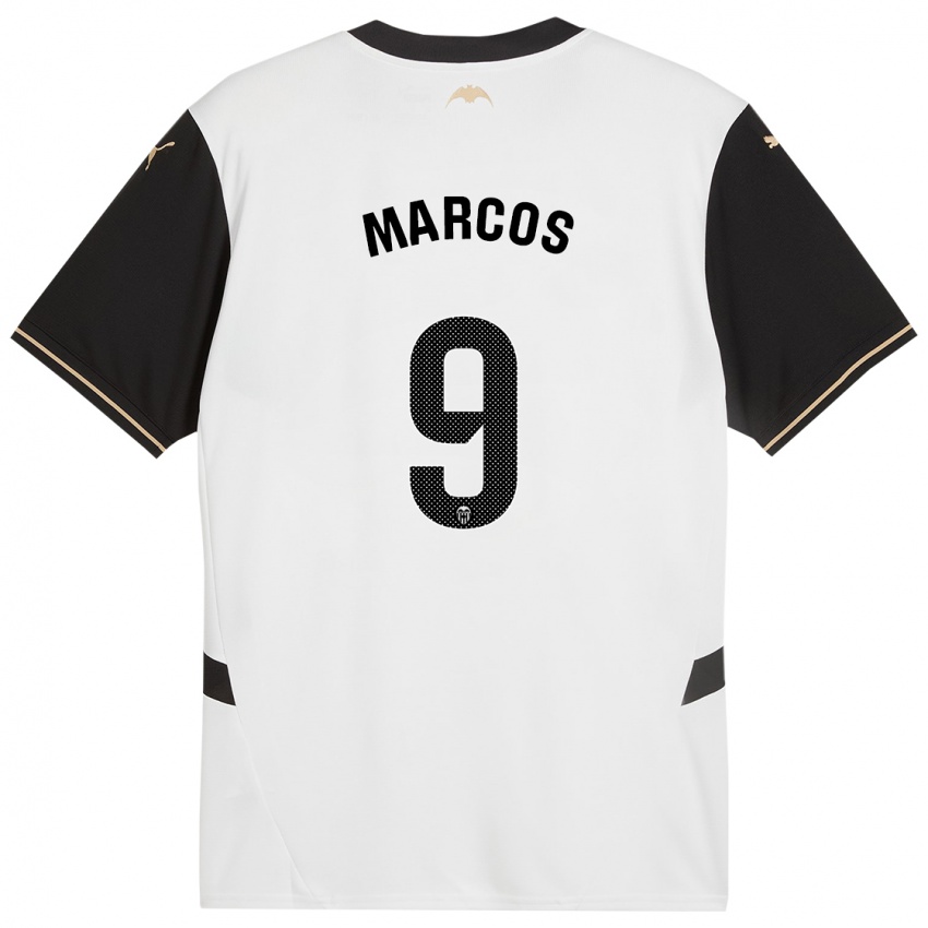 Dames Ana Marcos #9 Wit Zwart Thuisshirt Thuistenue 2024/25 T-Shirt