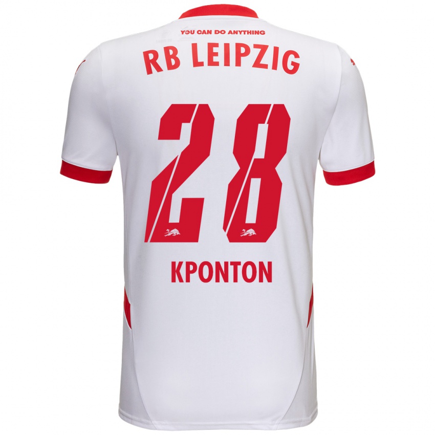 Dames Marwan Kponton #28 Wit Rood Thuisshirt Thuistenue 2024/25 T-Shirt