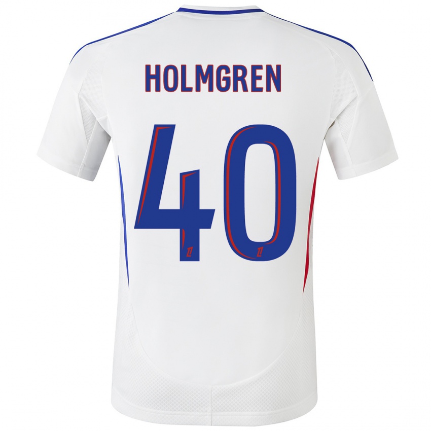 Dames Emma Holmgren #40 Wit Blauw Thuisshirt Thuistenue 2024/25 T-Shirt