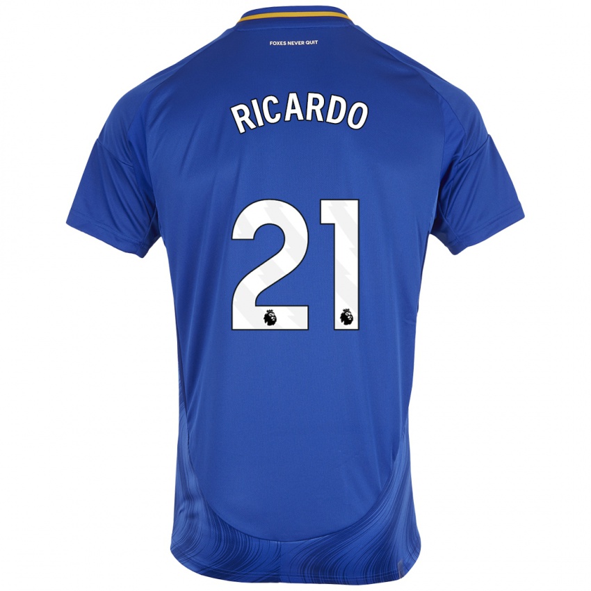 Dames Ricardo Pereira #21 Blauw Wit Thuisshirt Thuistenue 2024/25 T-Shirt