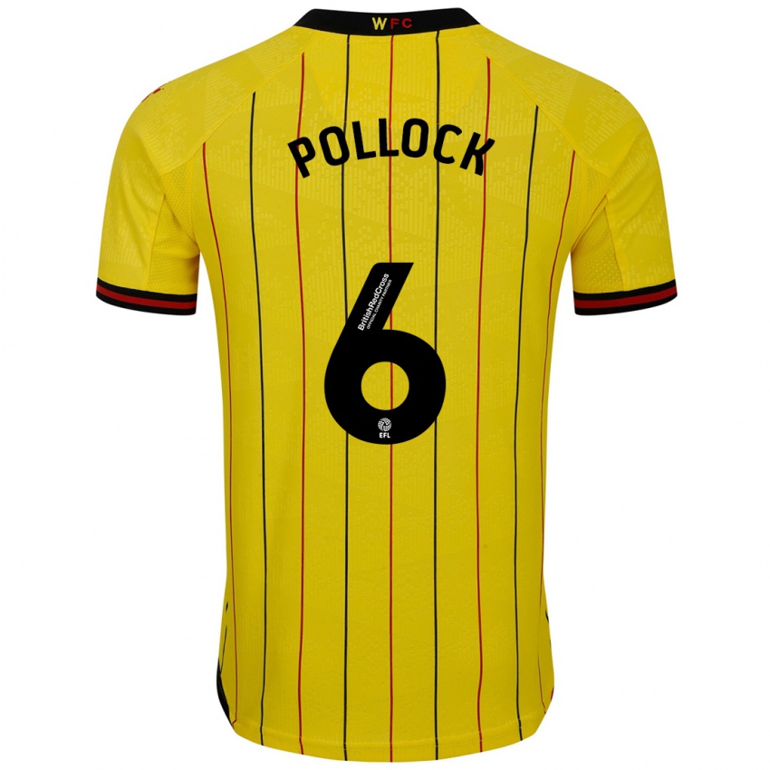 Dames Mattie Pollock #6 Geel Zwart Thuisshirt Thuistenue 2024/25 T-Shirt