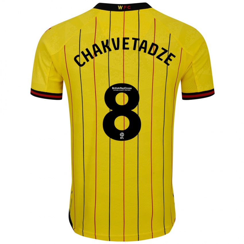 Dames Giorgi Chakvetadze #8 Geel Zwart Thuisshirt Thuistenue 2024/25 T-Shirt