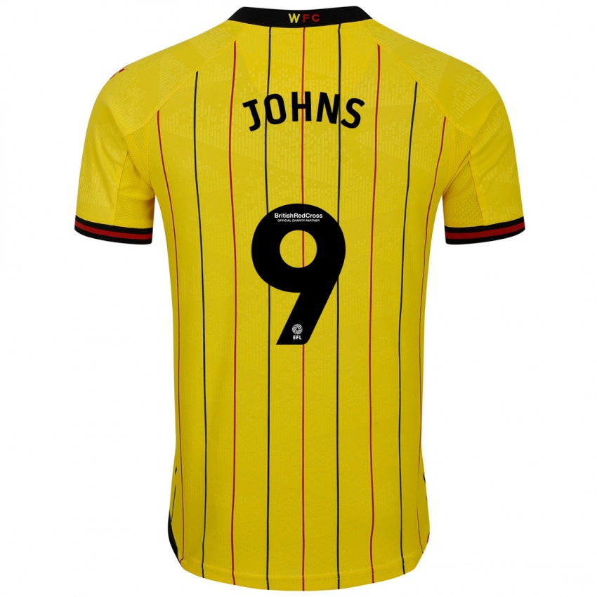 Dames Carly Johns #9 Geel Zwart Thuisshirt Thuistenue 2024/25 T-Shirt