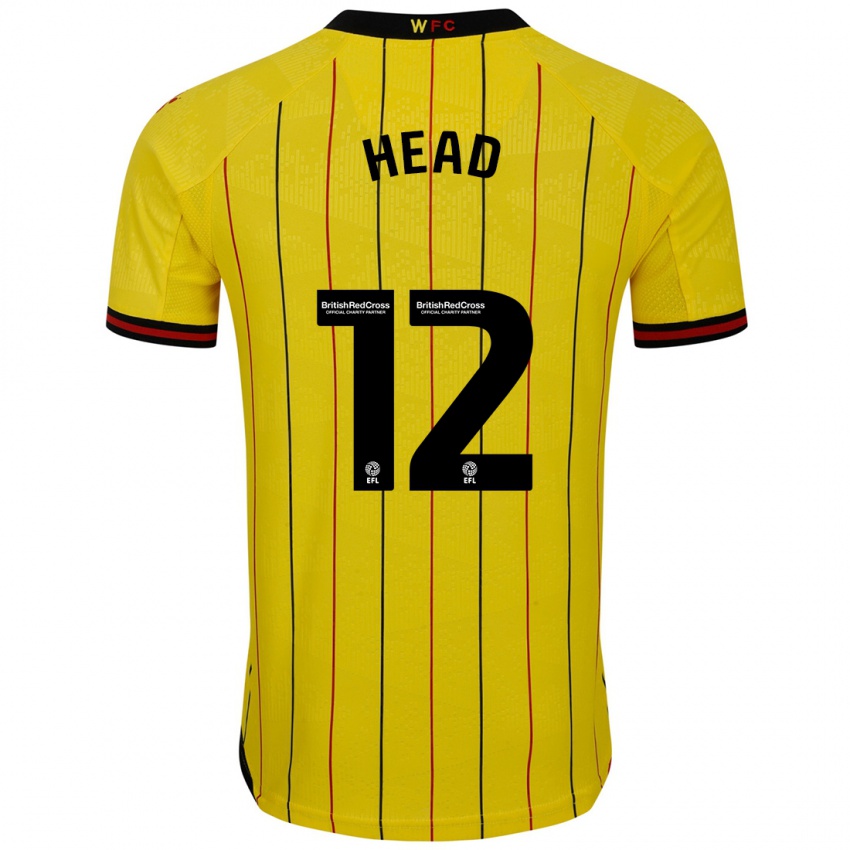 Dames Ellie Head #12 Geel Zwart Thuisshirt Thuistenue 2024/25 T-Shirt