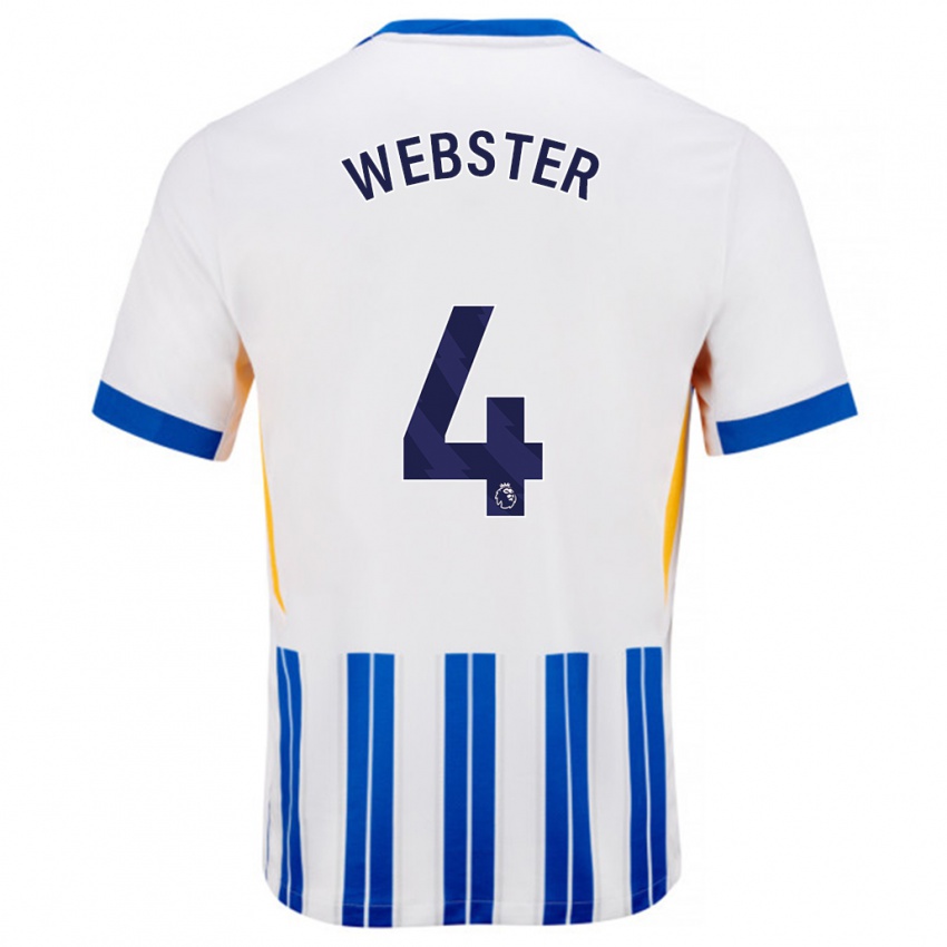 Dames Adam Webster #4 Wit Blauwe Krijtstrepen Thuisshirt Thuistenue 2024/25 T-Shirt