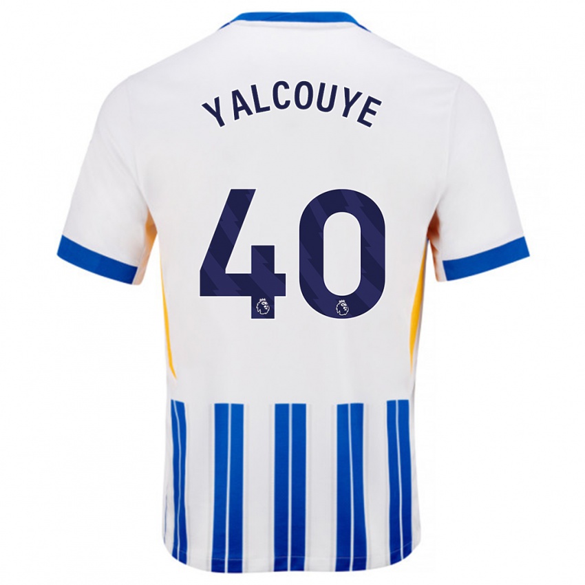 Dames Malick Junior Yalcouyé #40 Wit Blauwe Krijtstrepen Thuisshirt Thuistenue 2024/25 T-Shirt