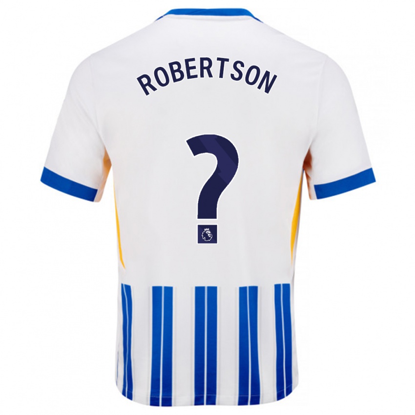 Dames Josh Robertson #0 Wit Blauwe Krijtstrepen Thuisshirt Thuistenue 2024/25 T-Shirt