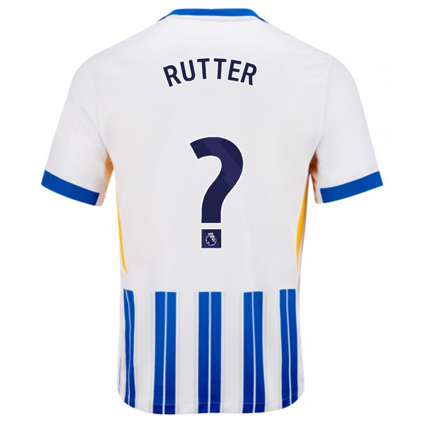 Dames William Rutter #0 Wit Blauwe Krijtstrepen Thuisshirt Thuistenue 2024/25 T-Shirt