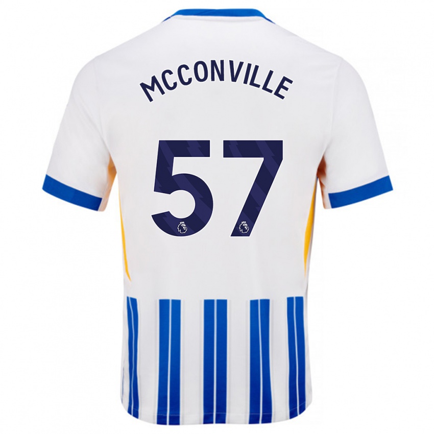 Dames Ruairi Mcconville #57 Wit Blauwe Krijtstrepen Thuisshirt Thuistenue 2024/25 T-Shirt