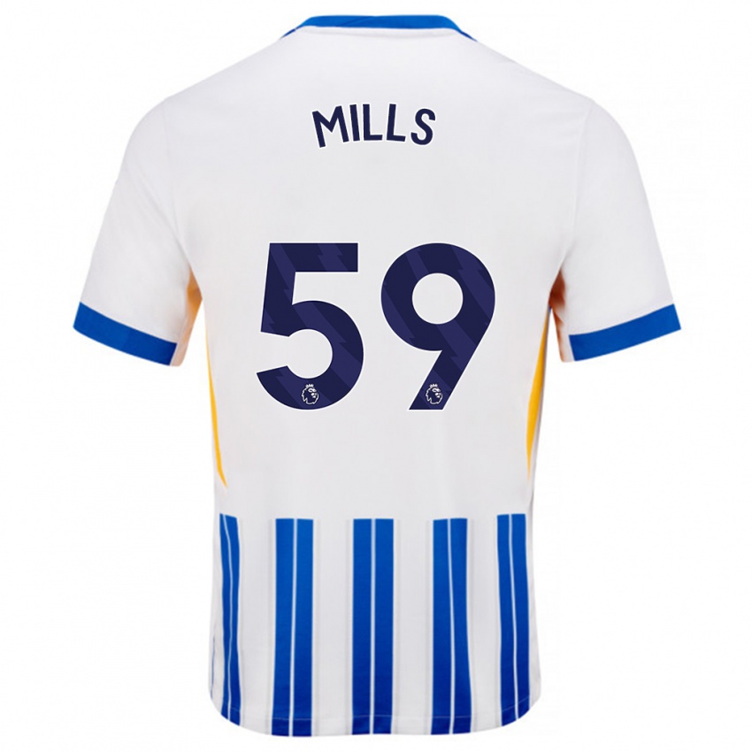 Dames Harry Mills #59 Wit Blauwe Krijtstrepen Thuisshirt Thuistenue 2024/25 T-Shirt