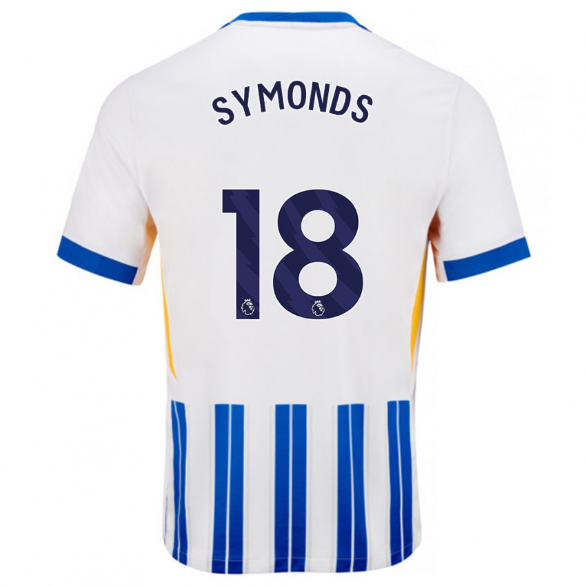 Dames Maisie Symonds #18 Wit Blauwe Krijtstrepen Thuisshirt Thuistenue 2024/25 T-Shirt