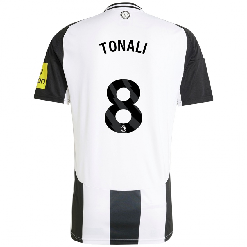 Dames Sandro Tonali #8 Wit Zwart Thuisshirt Thuistenue 2024/25 T-Shirt