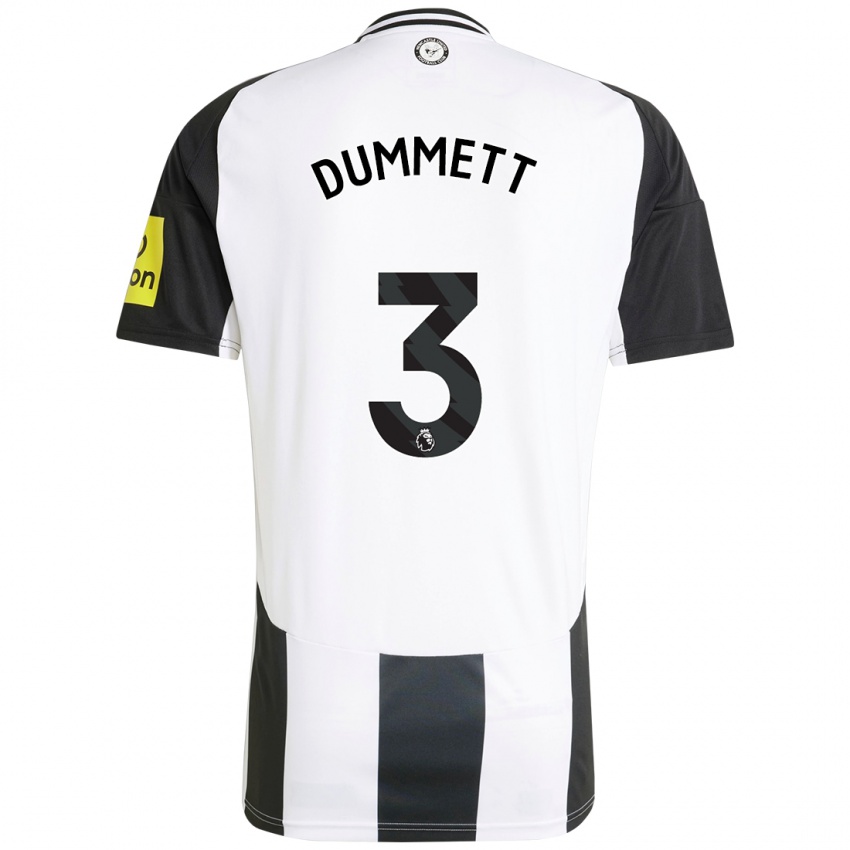 Dames Paul Dummett #3 Wit Zwart Thuisshirt Thuistenue 2024/25 T-Shirt