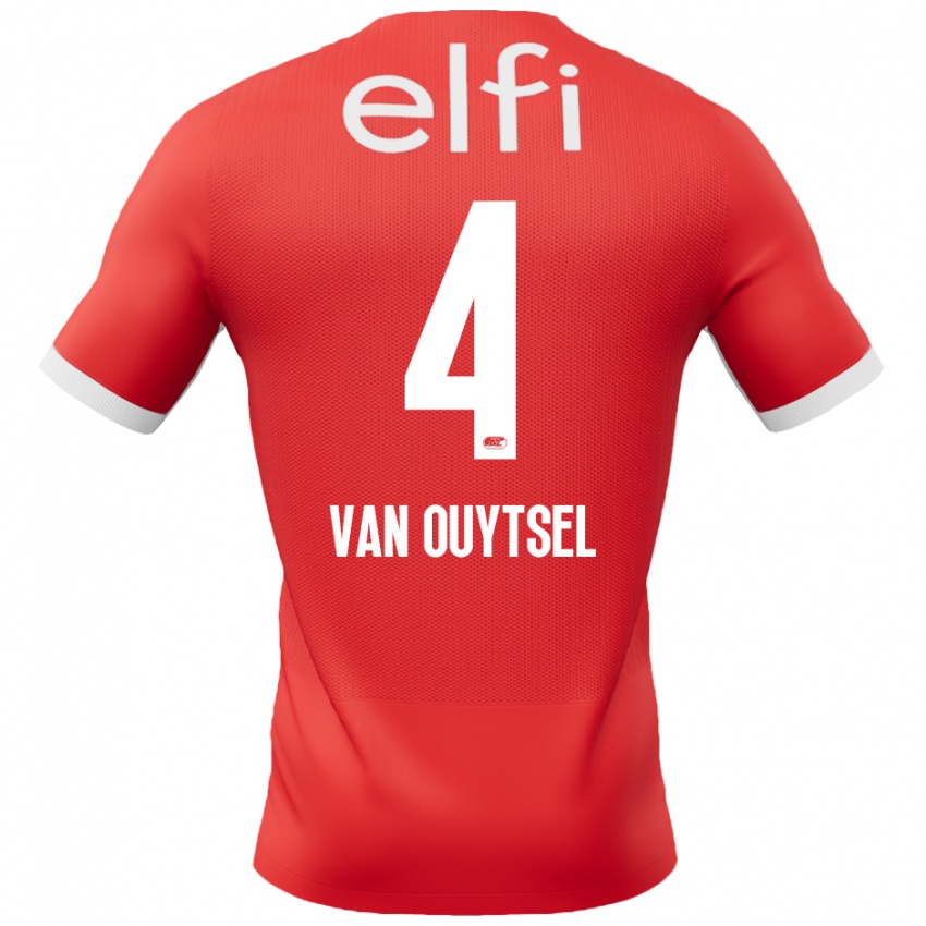 Dames Kevin Van Ouytsel #4 Rood Wit Thuisshirt Thuistenue 2024/25 T-Shirt