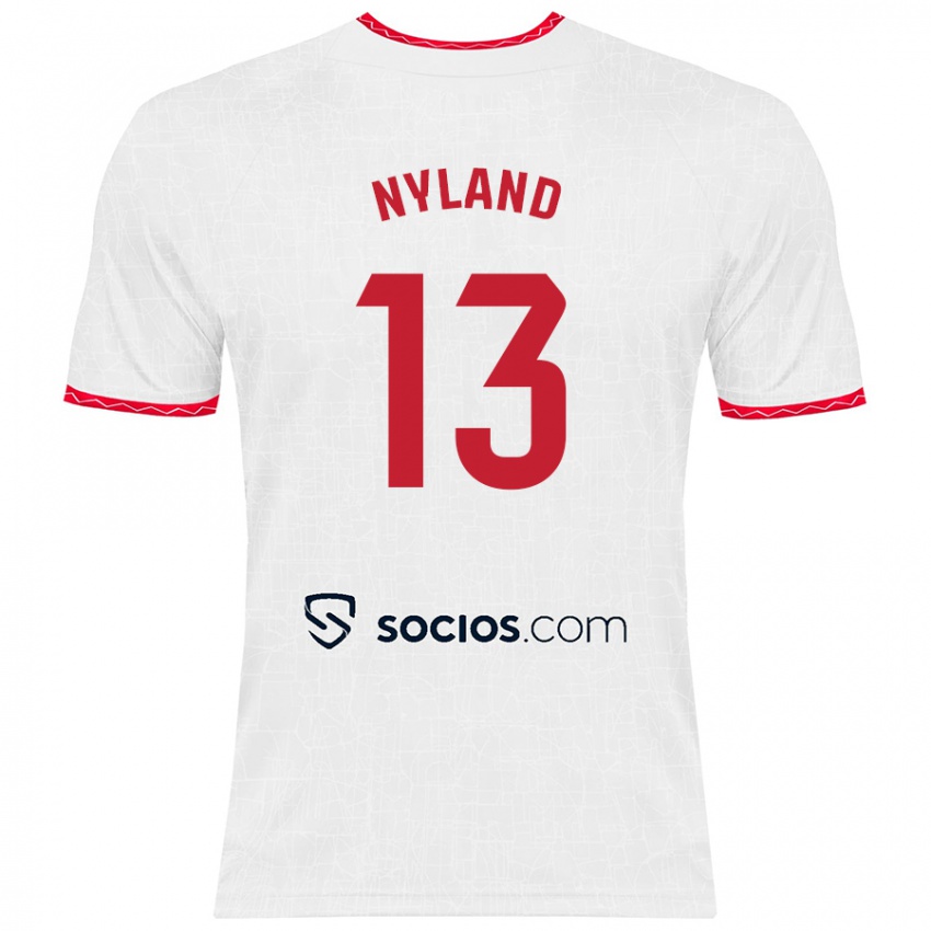 Dames Ørjan Nyland #13 Wit Rood Thuisshirt Thuistenue 2024/25 T-Shirt