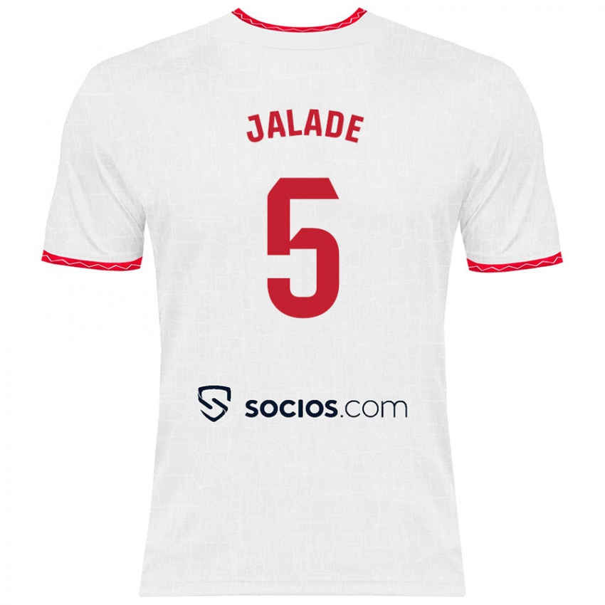 Dames Robert Jalade #5 Wit Rood Thuisshirt Thuistenue 2024/25 T-Shirt