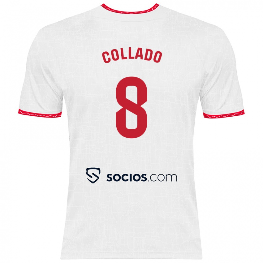 Dames Alberto Collado #8 Wit Rood Thuisshirt Thuistenue 2024/25 T-Shirt