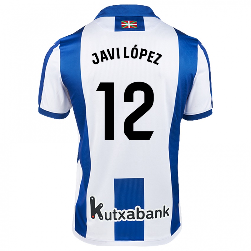 Dames Javi López #12 Wit Blauw Thuisshirt Thuistenue 2024/25 T-Shirt