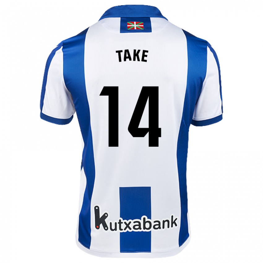 Dames Takefusa Kubo #14 Wit Blauw Thuisshirt Thuistenue 2024/25 T-Shirt