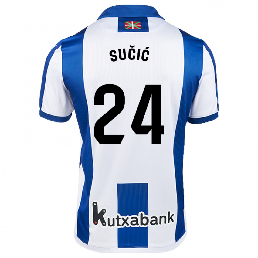 Dames Luka Sucic #24 Wit Blauw Thuisshirt Thuistenue 2024/25 T-Shirt