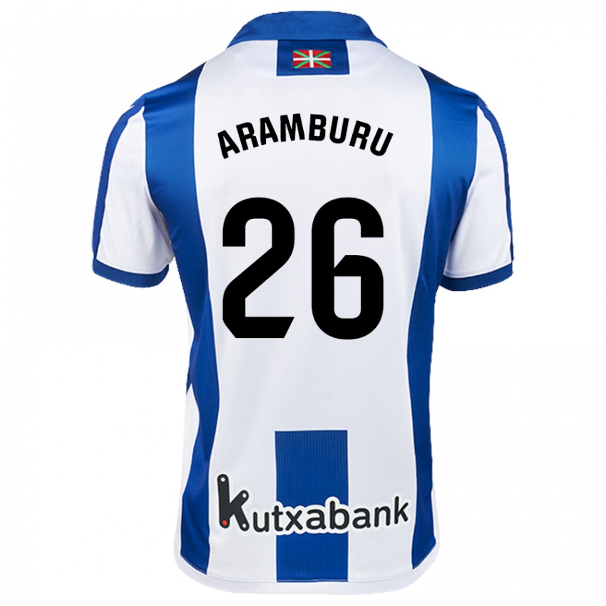 Dames Jon Aramburu #26 Wit Blauw Thuisshirt Thuistenue 2024/25 T-Shirt