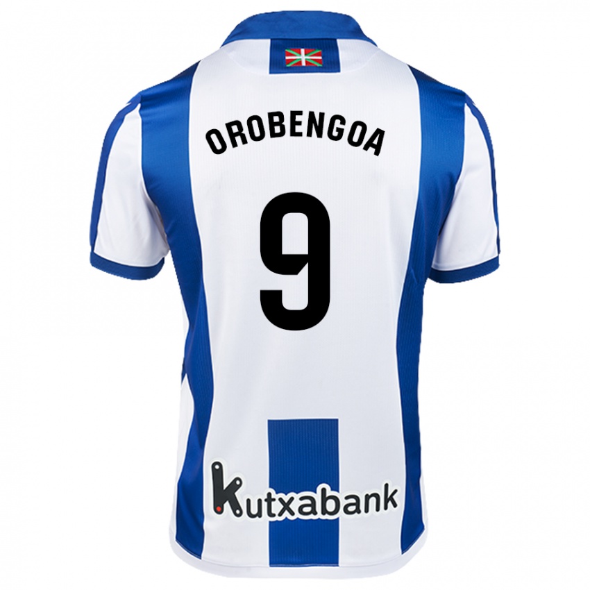 Dames Ekain Orobengoa #9 Wit Blauw Thuisshirt Thuistenue 2024/25 T-Shirt