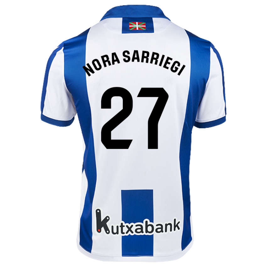 Dames Nora Sarriegi Galdos #27 Wit Blauw Thuisshirt Thuistenue 2024/25 T-Shirt