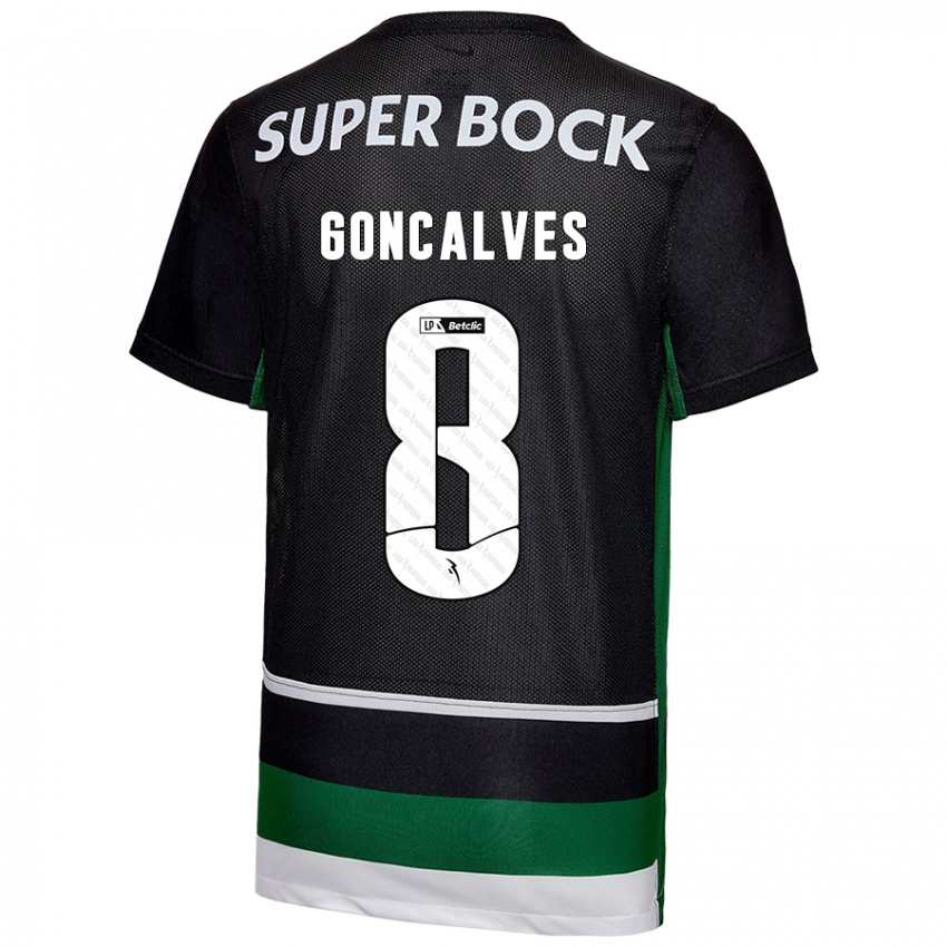 Dames Pedro Goncalves #8 Zwart Wit Groen Thuisshirt Thuistenue 2024/25 T-Shirt