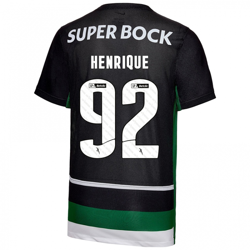 Dames Eduardo Henrique #92 Zwart Wit Groen Thuisshirt Thuistenue 2024/25 T-Shirt