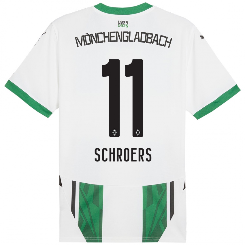 Dames Mika Schroers #11 Wit Groen Thuisshirt Thuistenue 2024/25 T-Shirt