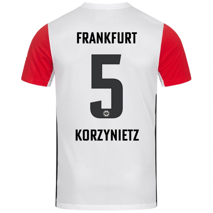 Dames Jaden Korzynietz #5 Wit Rood Thuisshirt Thuistenue 2024/25 T-Shirt