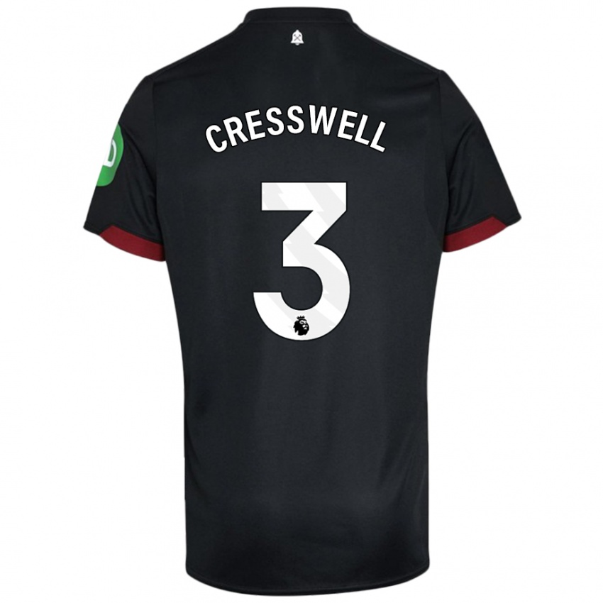 Dames Aaron Cresswell #3 Zwart Wit Uitshirt Uittenue 2024/25 T-Shirt