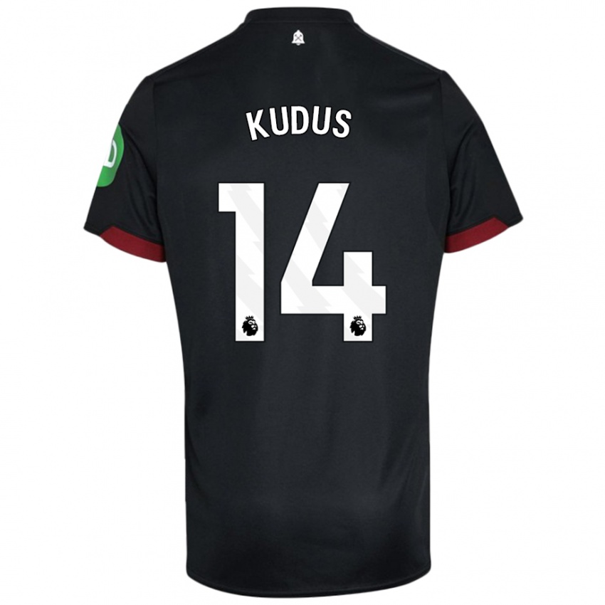 Dames Mohammed Kudus #14 Zwart Wit Uitshirt Uittenue 2024/25 T-Shirt