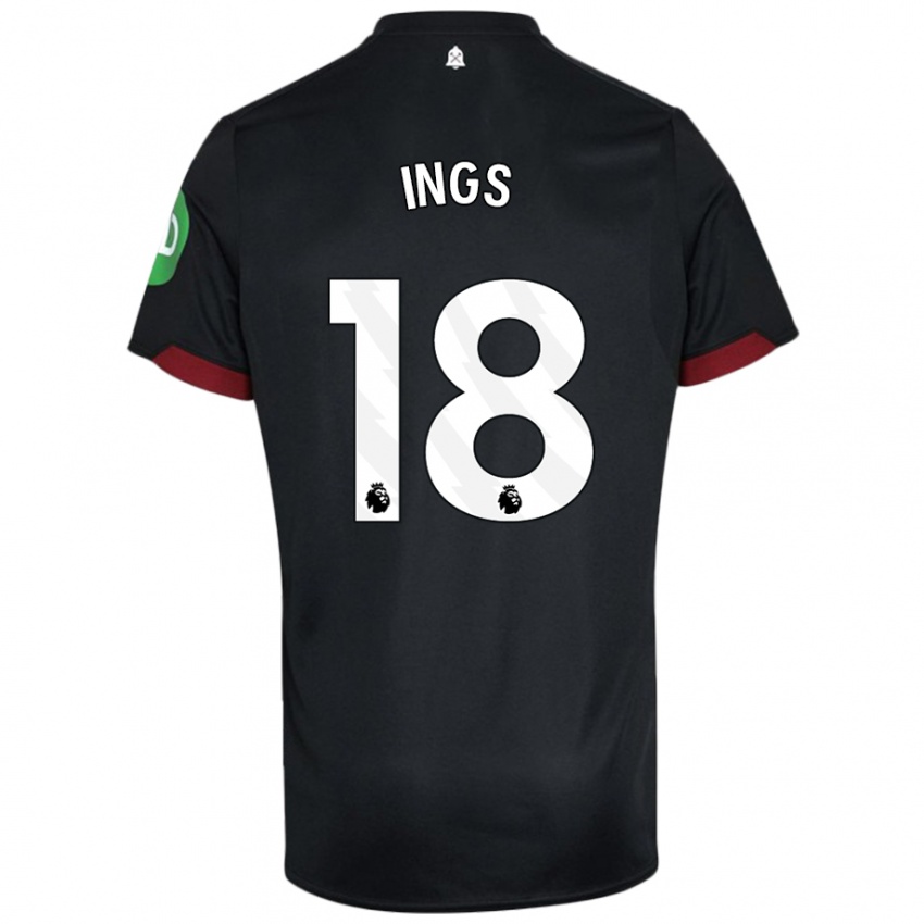 Dames Danny Ings #18 Zwart Wit Uitshirt Uittenue 2024/25 T-Shirt