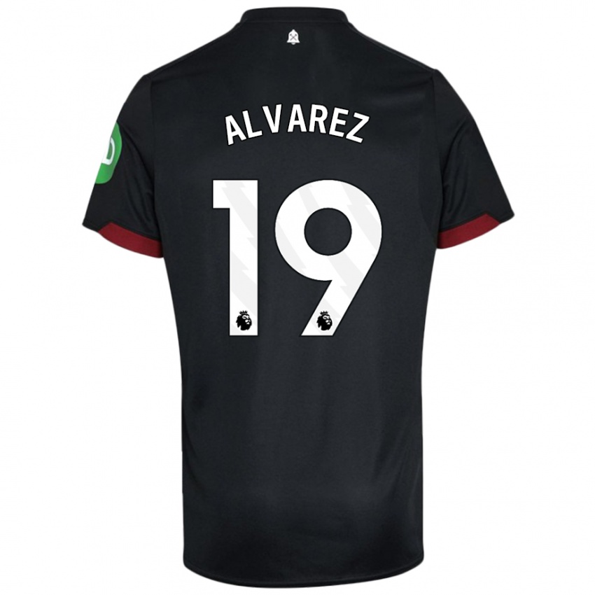 Dames Edson Alvarez #19 Zwart Wit Uitshirt Uittenue 2024/25 T-Shirt