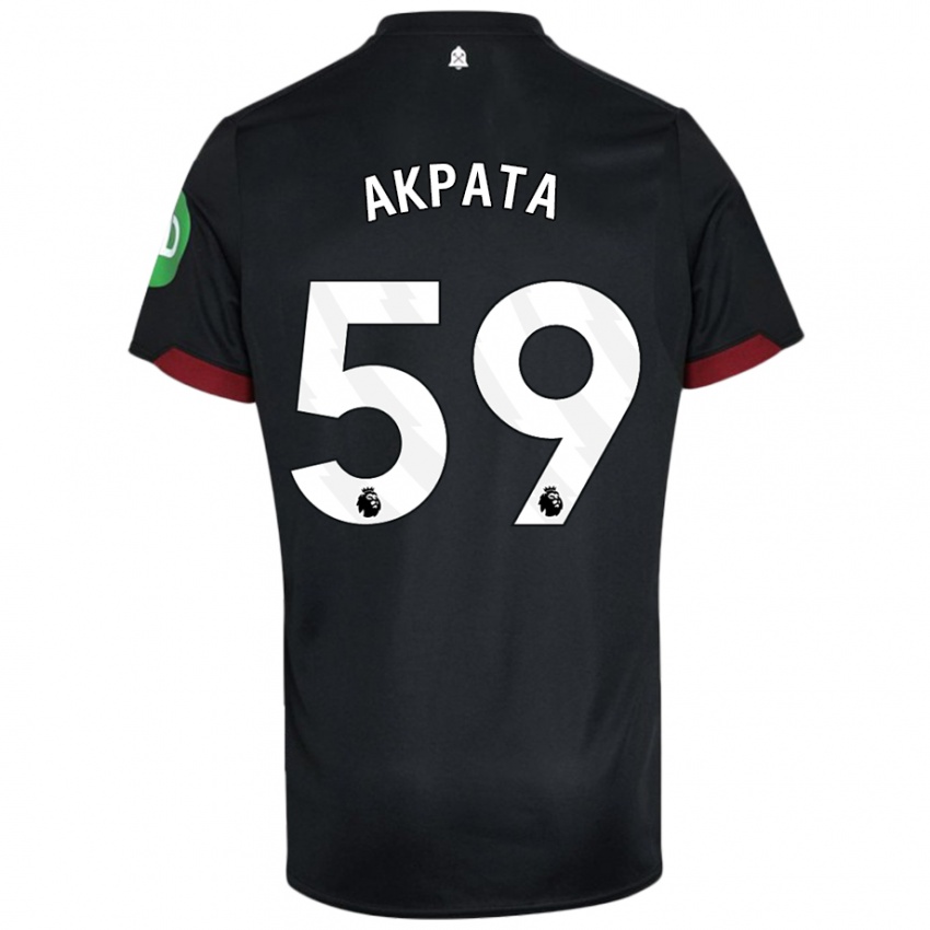 Dames Tyron Akpata #59 Zwart Wit Uitshirt Uittenue 2024/25 T-Shirt