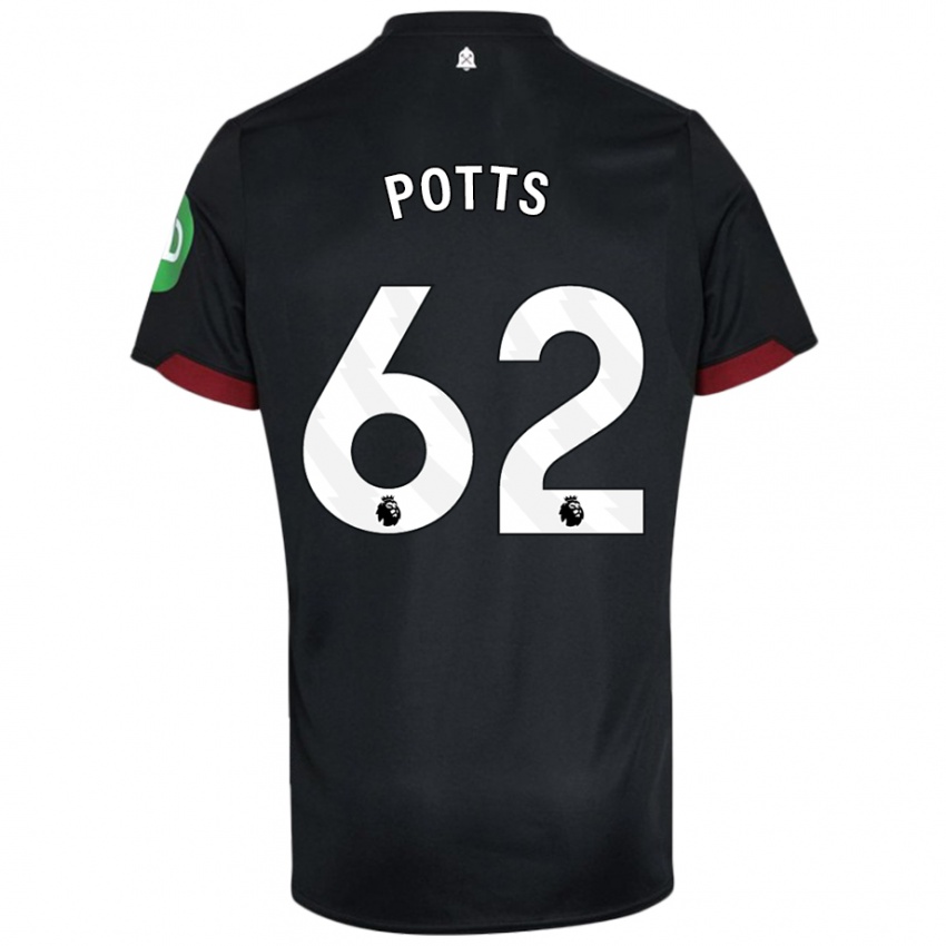 Dames Freddie Potts #62 Zwart Wit Uitshirt Uittenue 2024/25 T-Shirt