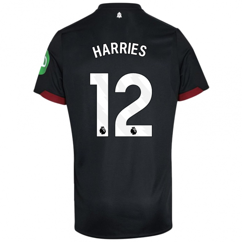 Dames Emma Harries #12 Zwart Wit Uitshirt Uittenue 2024/25 T-Shirt