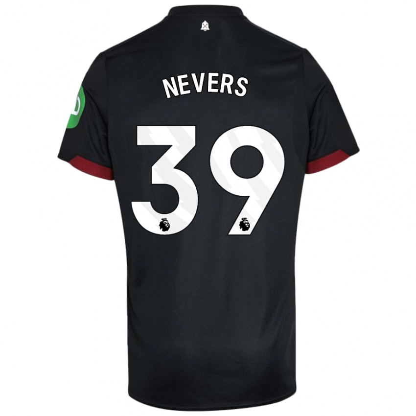 Dames Thierry Nevers #39 Zwart Wit Uitshirt Uittenue 2024/25 T-Shirt