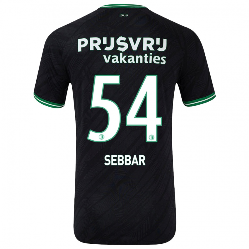 Dames Marouane Sebbar #54 Zwart Groen Uitshirt Uittenue 2024/25 T-Shirt