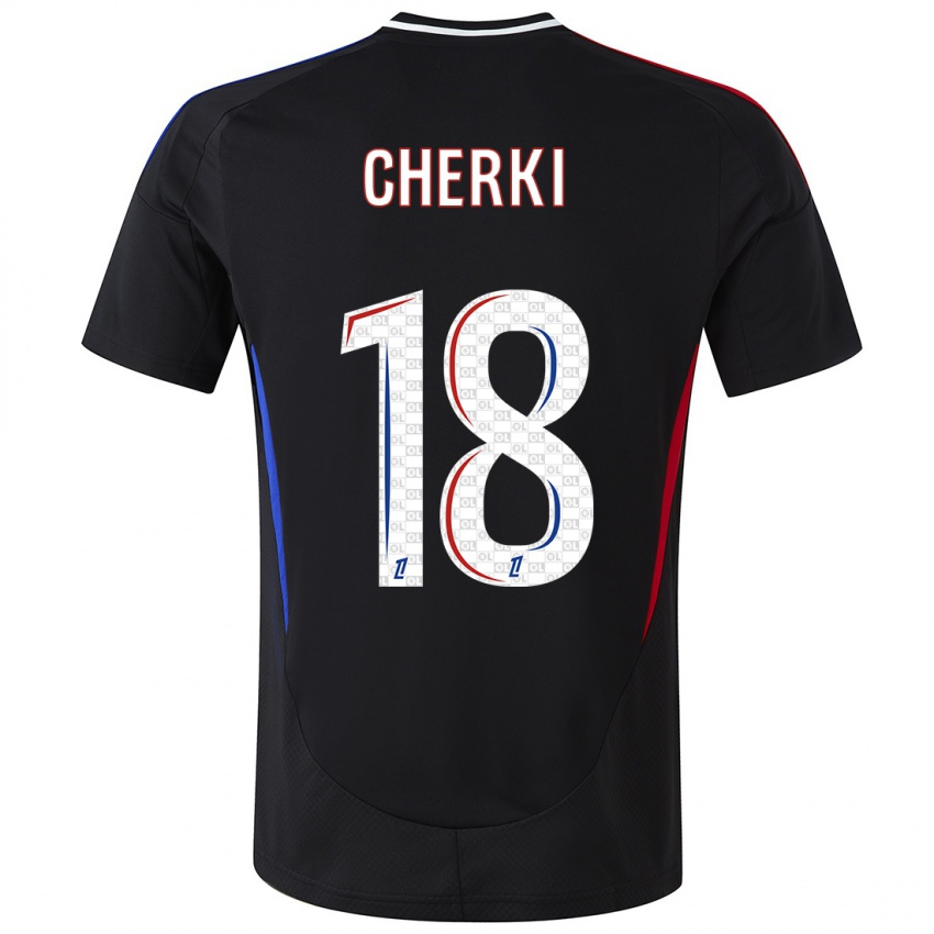 Dames Rayan Cherki #18 Zwart Uitshirt Uittenue 2024/25 T-Shirt