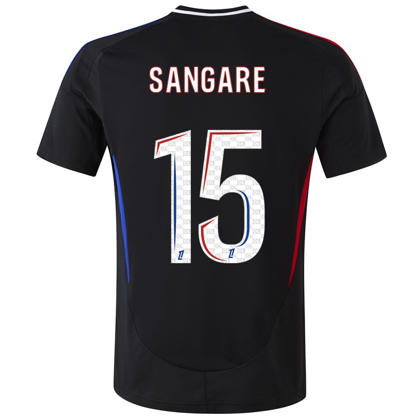 Dames Wassa Sangaré #15 Zwart Uitshirt Uittenue 2024/25 T-Shirt