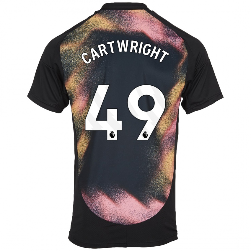 Dames Henry Cartwright #49 Zwart Wit Uitshirt Uittenue 2024/25 T-Shirt