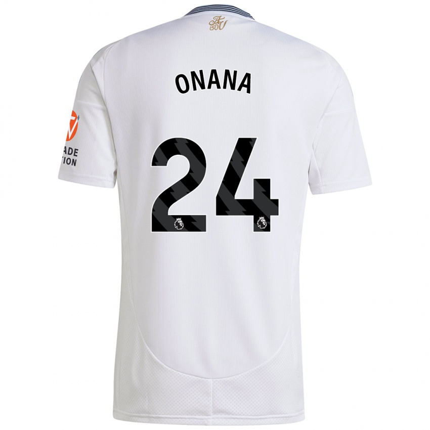 Dames Amadou Onana #24 Wit Uitshirt Uittenue 2024/25 T-Shirt