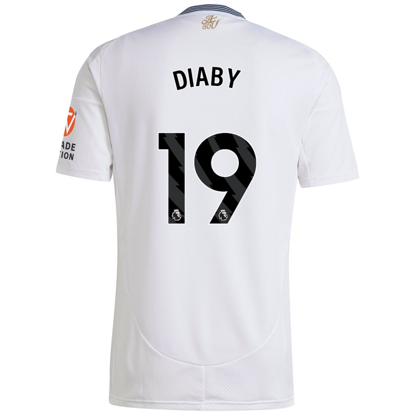 Dames Moussa Diaby #19 Wit Uitshirt Uittenue 2024/25 T-Shirt