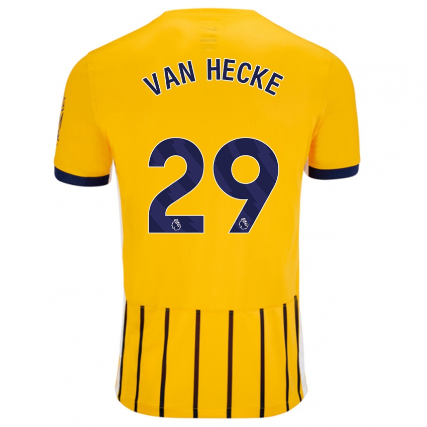 Dames Jan Paul Van Hecke #29 Goud Blauw Krijtstrepen Uitshirt Uittenue 2024/25 T-Shirt